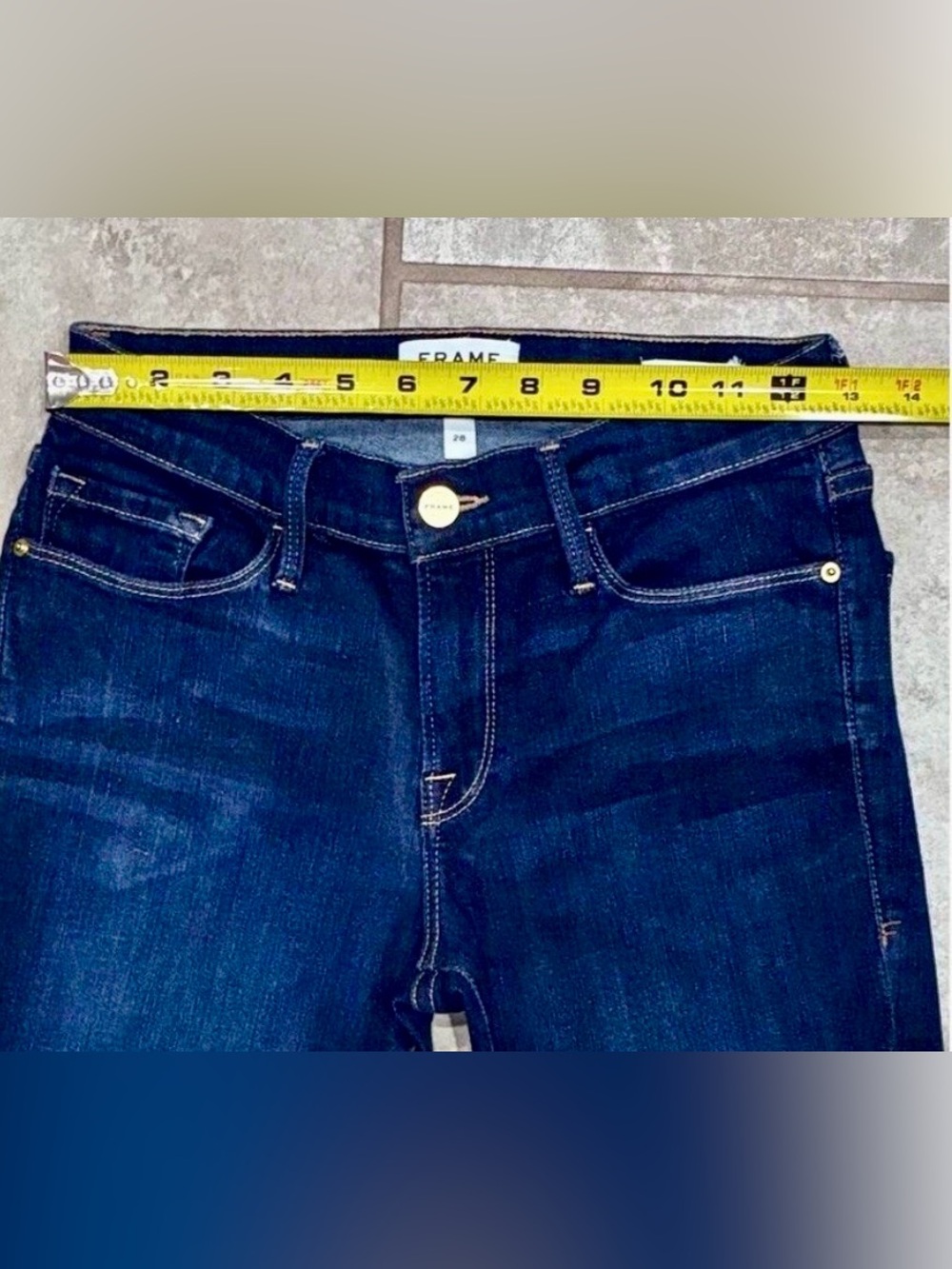 FRAME Le Skinny de Jeanne “Dame” Dark Indigo Wash Skinny Jeans Size 28x27 LNWT - Picture 9 of 12